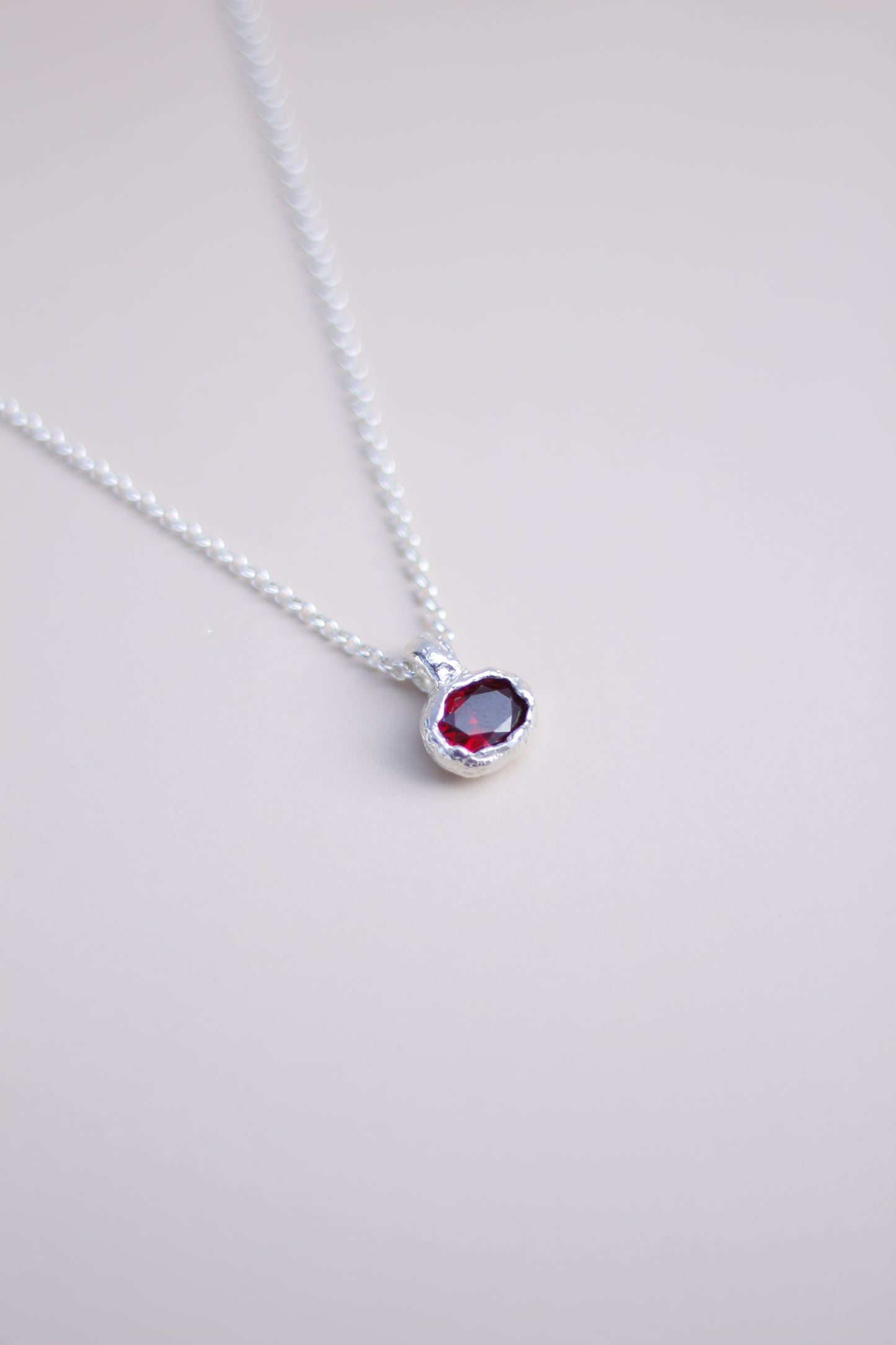 Ruby (Lab-Grown) Oval Silver Necklace