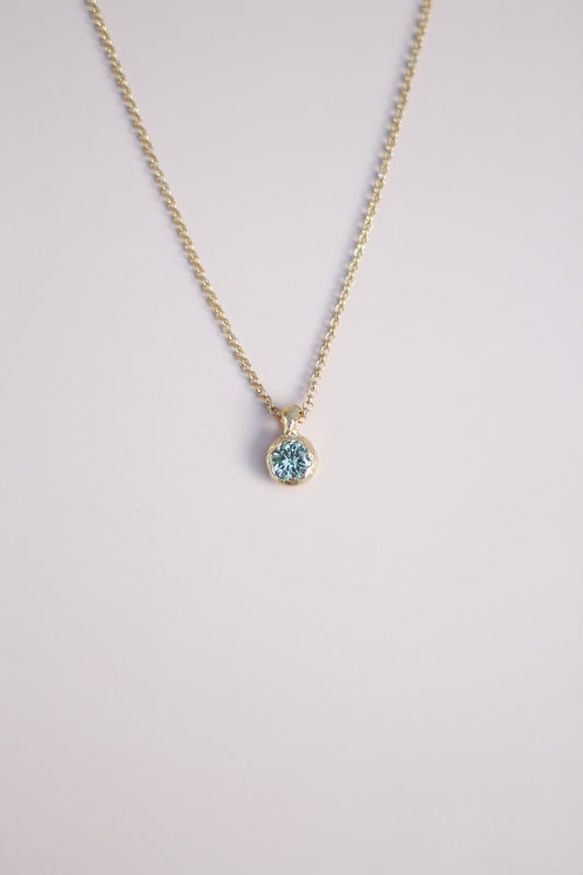 Sage Green Lab-Grown Sapphire Pendant Gold Plated Necklace