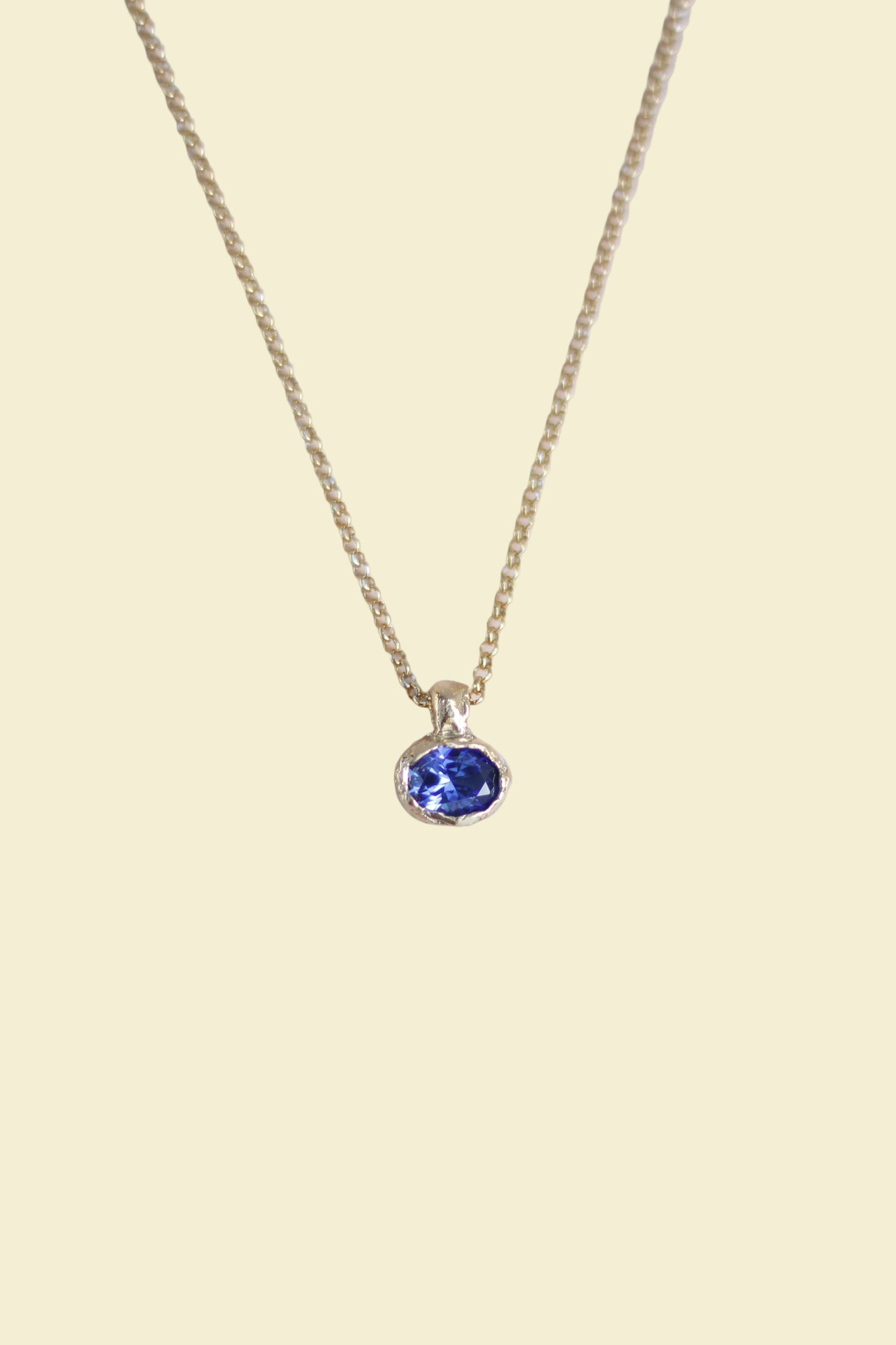Blue Lab-Grown Sapphire Oval Gold Plated Necklace