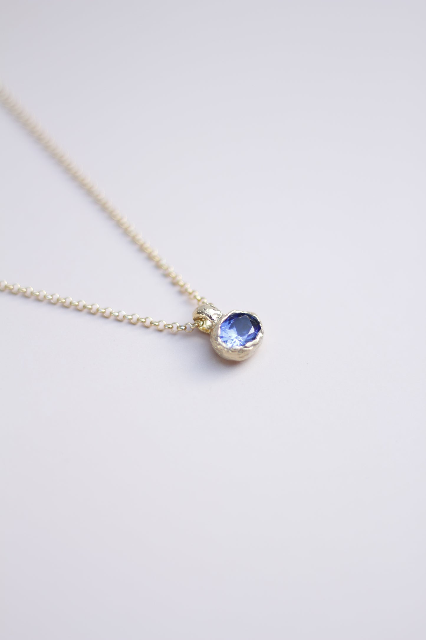 Blue Lab-Grown Sapphire Oval Gold Plated Necklace