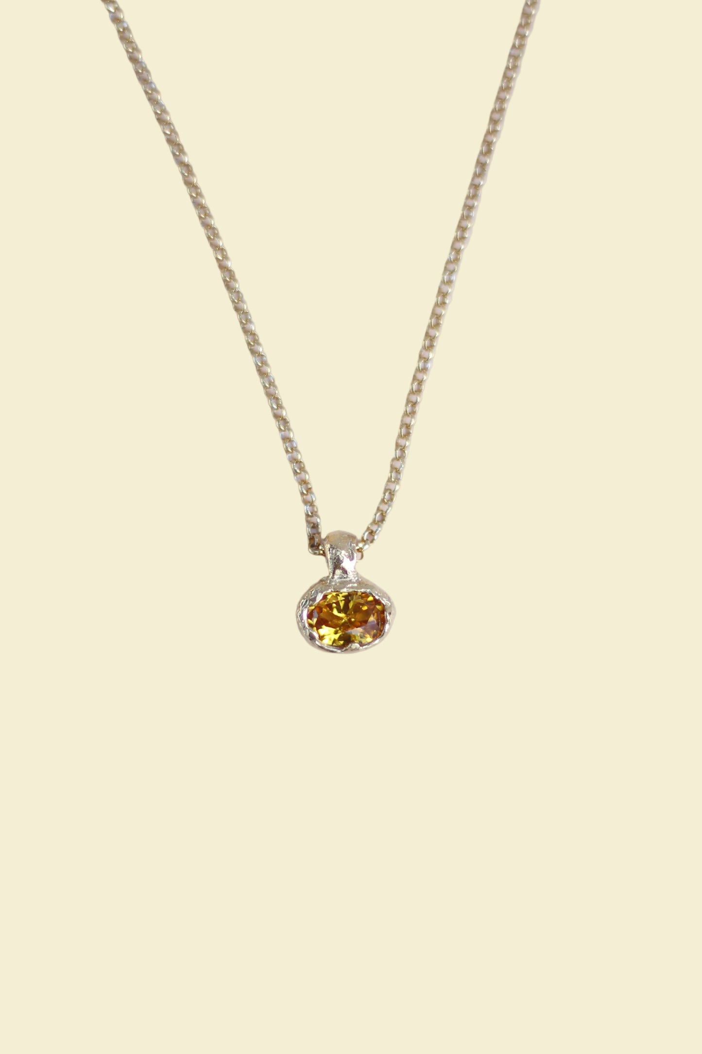 Yellow Lab-Grown Sapphire Oval Gold Plated Necklace