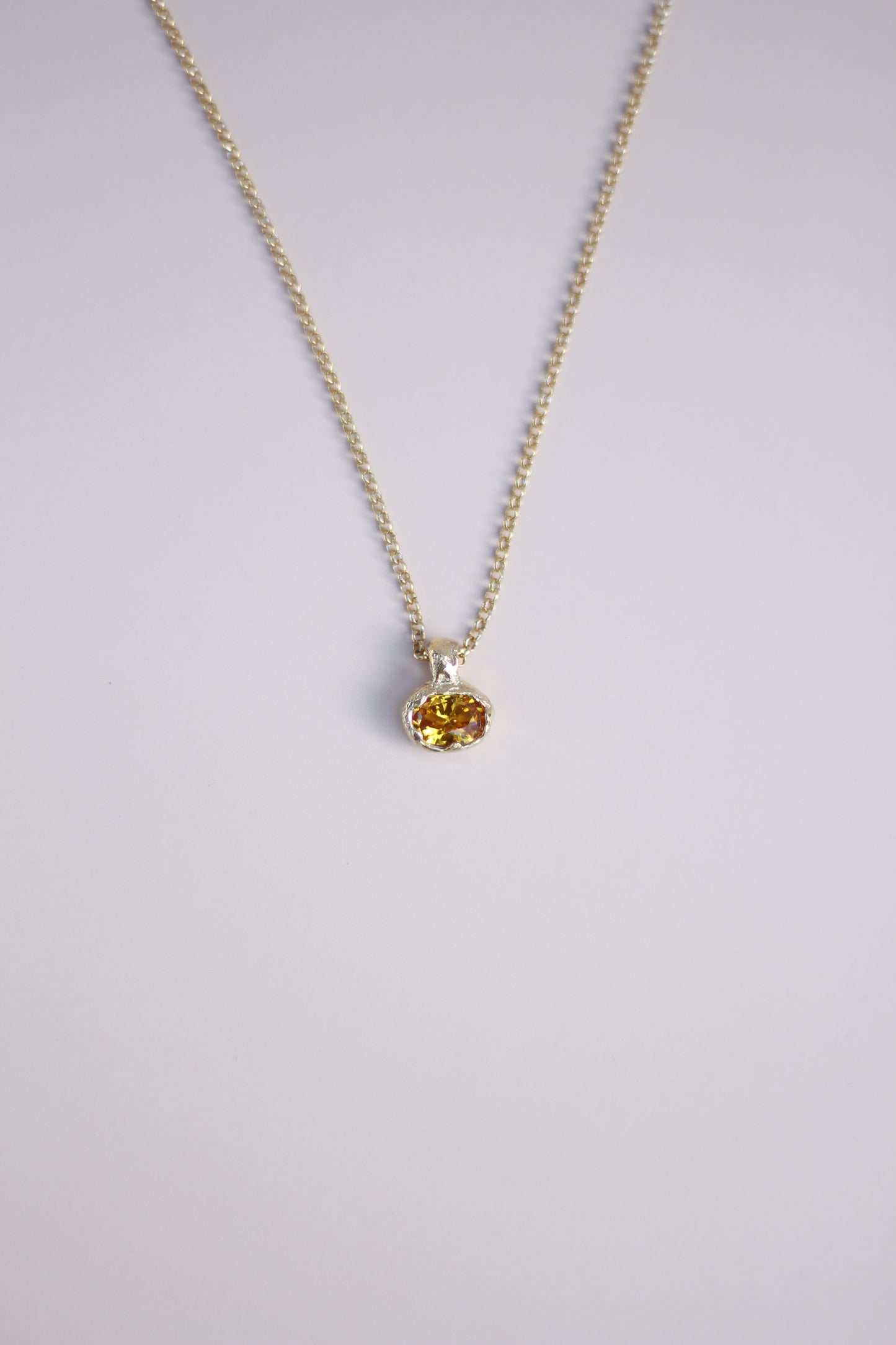 Yellow Lab-Grown Sapphire Oval Gold Plated Necklace