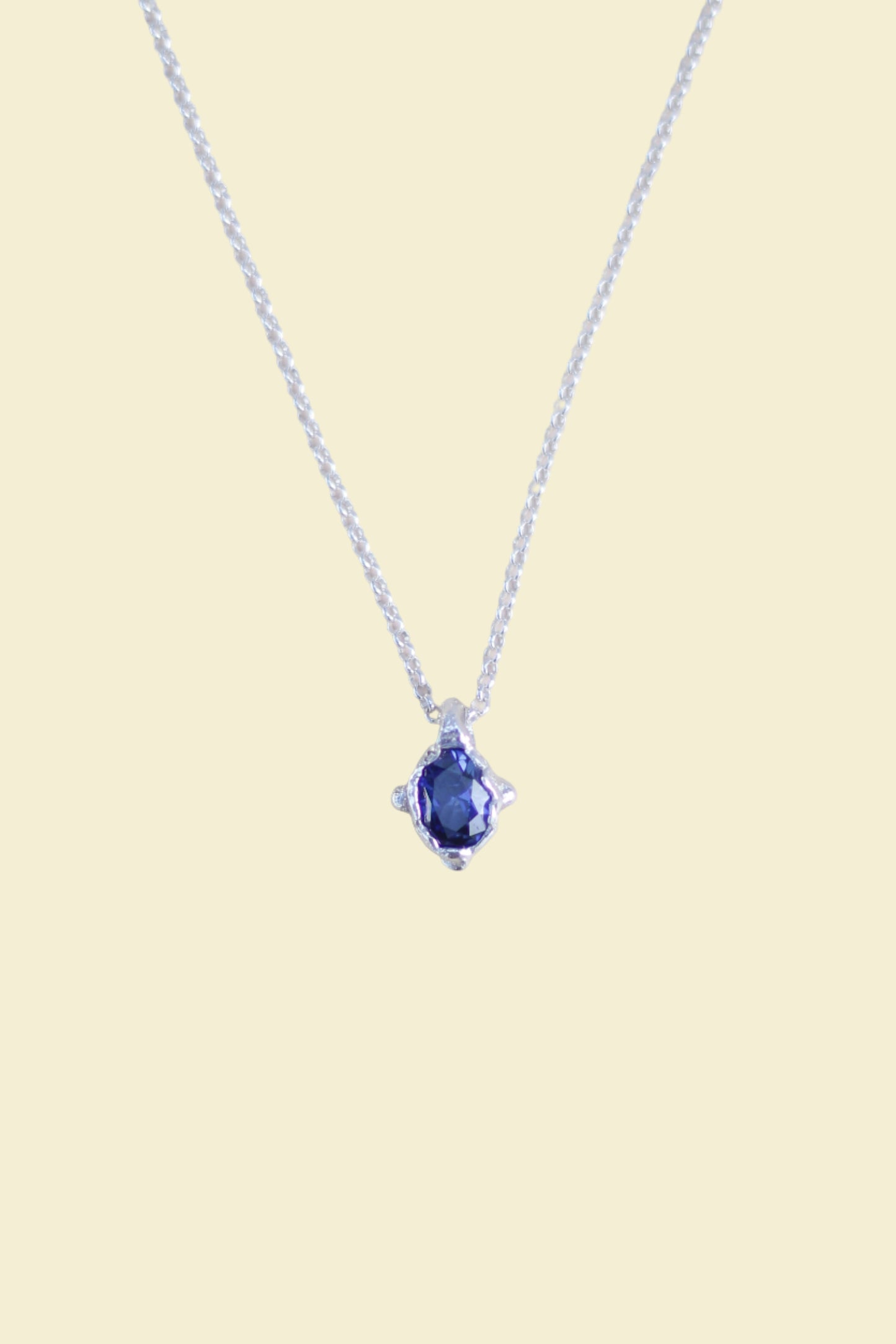 Blue Dot Lab-Grown Sapphire Pendant Necklace