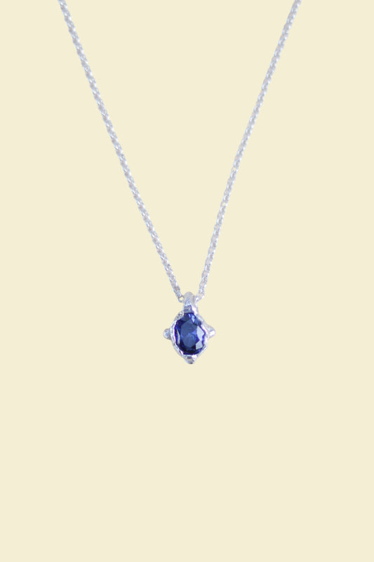 Blue Dot Lab-Grown Sapphire Pendant Necklace