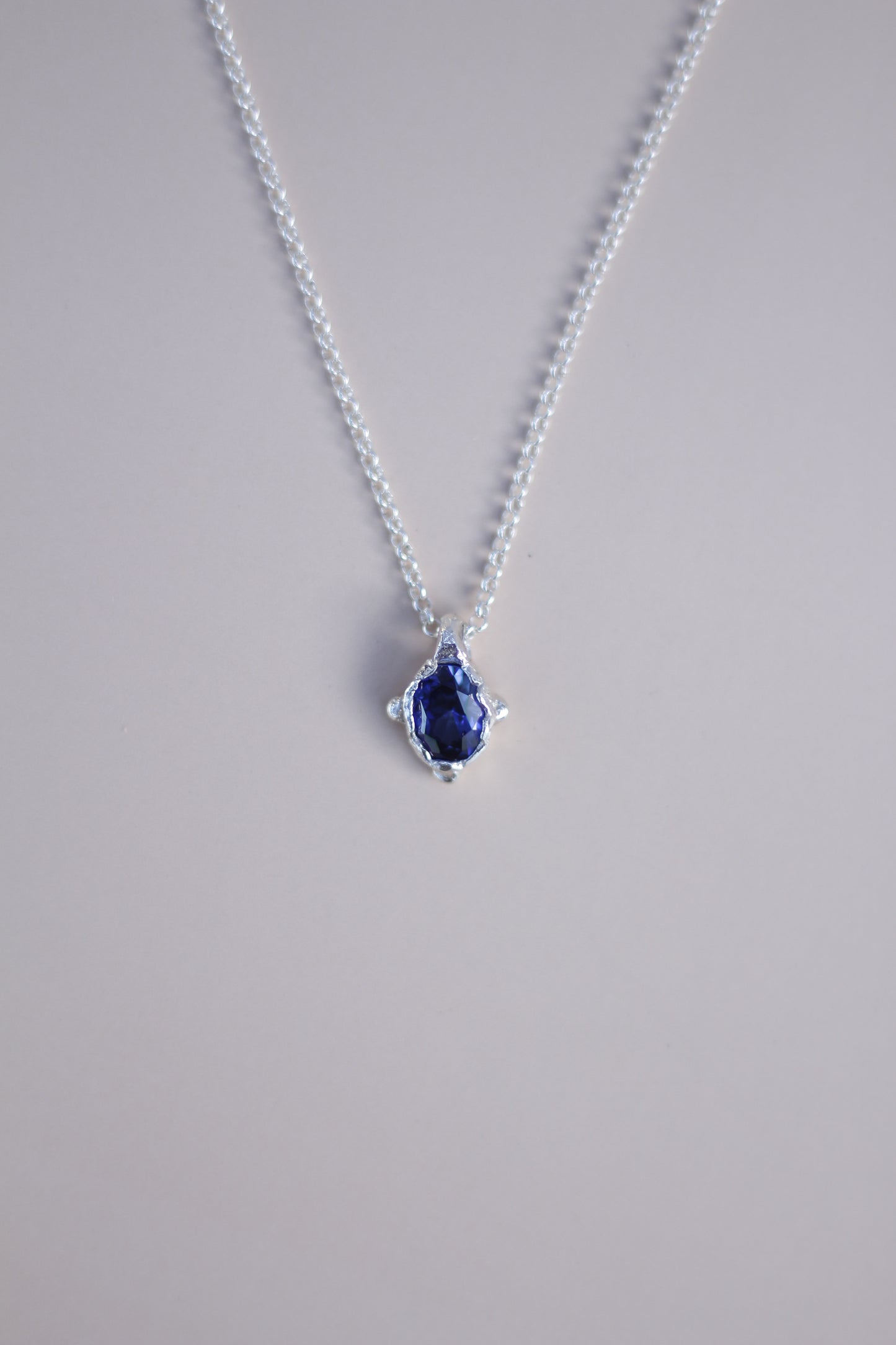Blue Dot Lab-Grown Sapphire Pendant Necklace