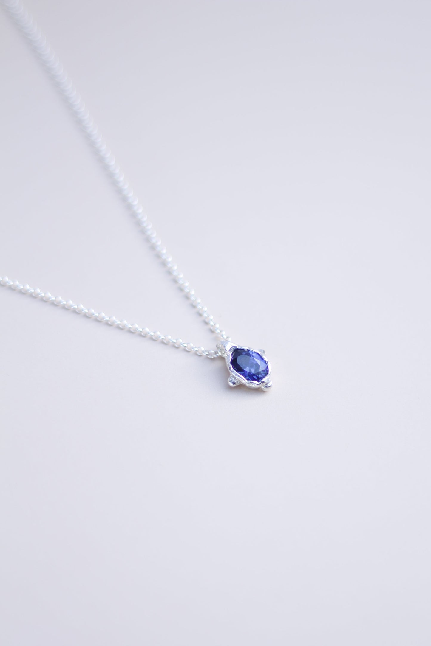 Blue Dot Lab-Grown Sapphire Pendant Necklace