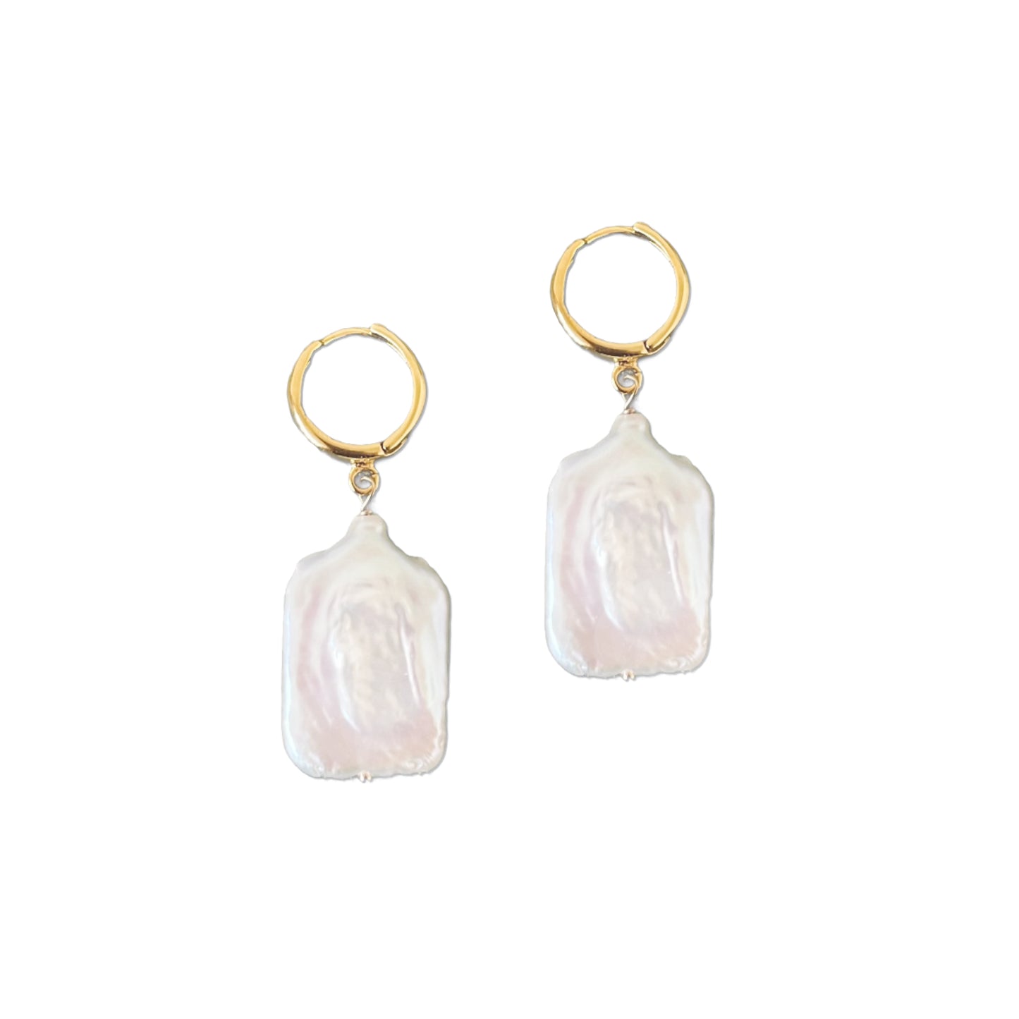 Square Natural Pearl Earrings