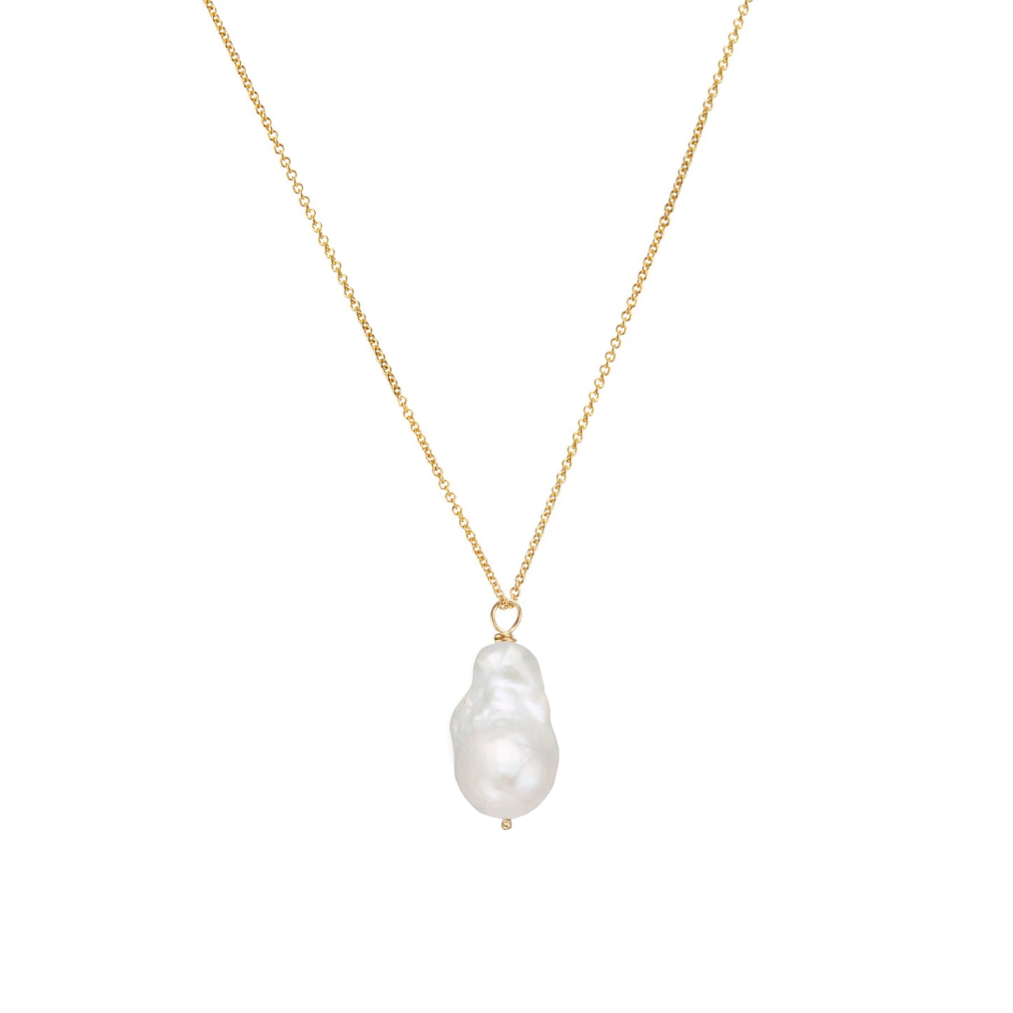 Large Natural Baroque Pearl Minimal Necklace