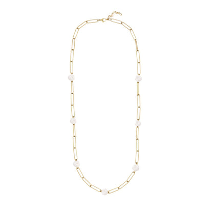 Long Pearl Bold Link Chain Necklace