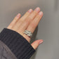 Chunky Textured Sterling Silver Ring Adjustable