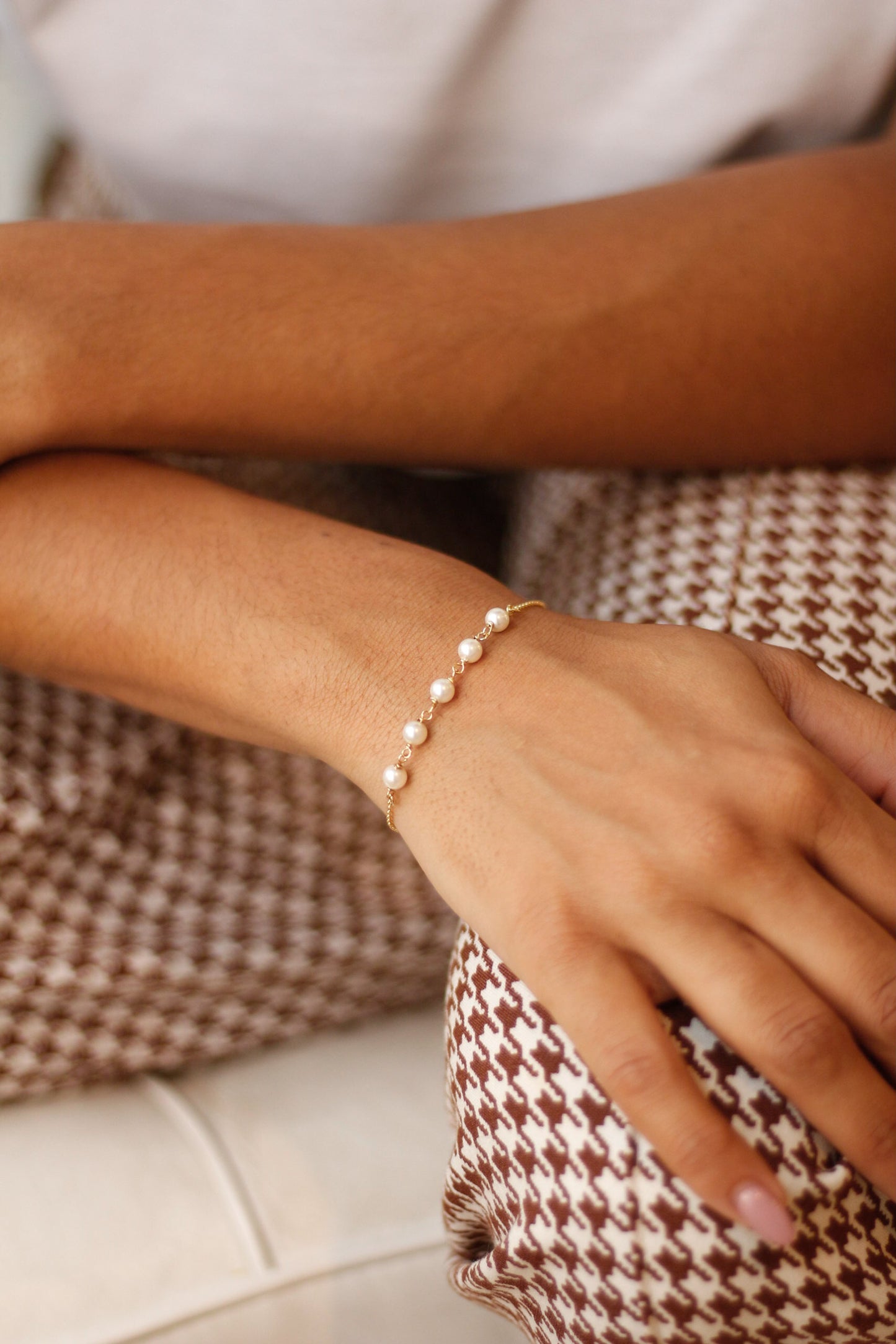 Round Chain Pearl Bracelet