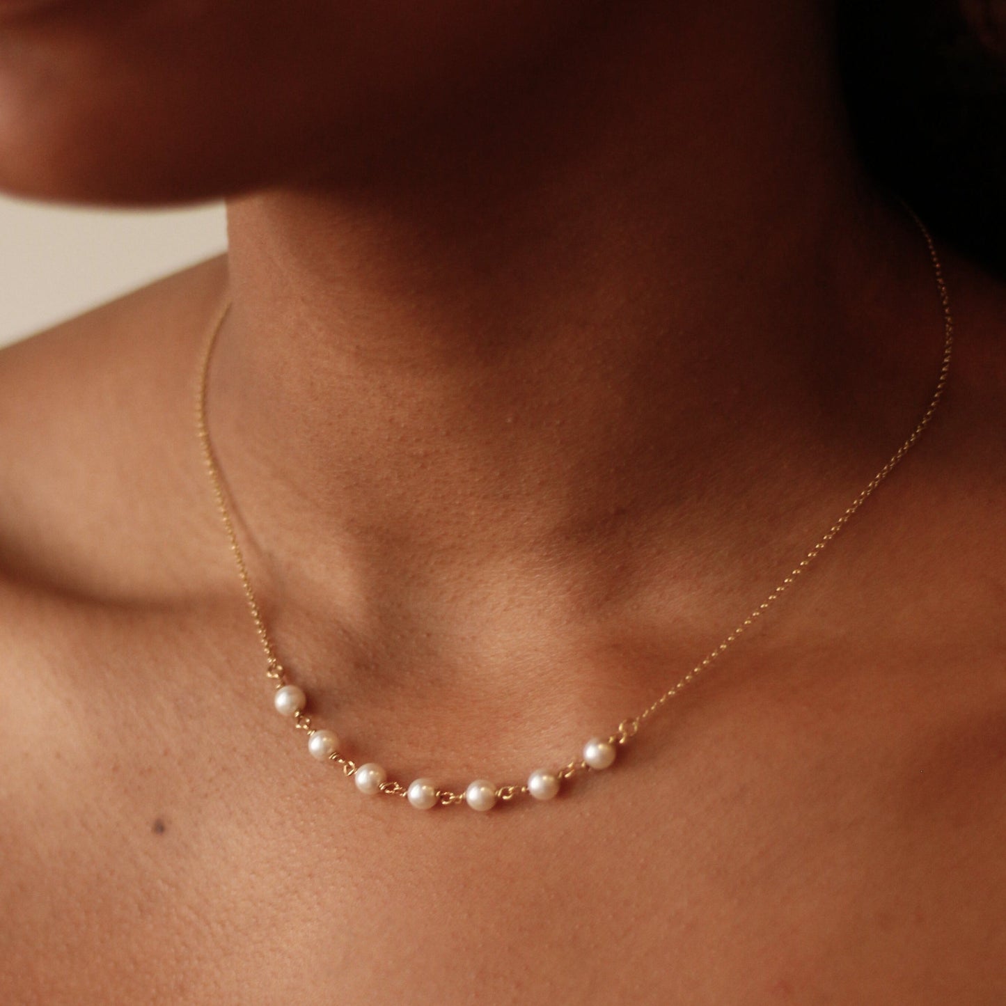 Round Chain Pearl Necklace